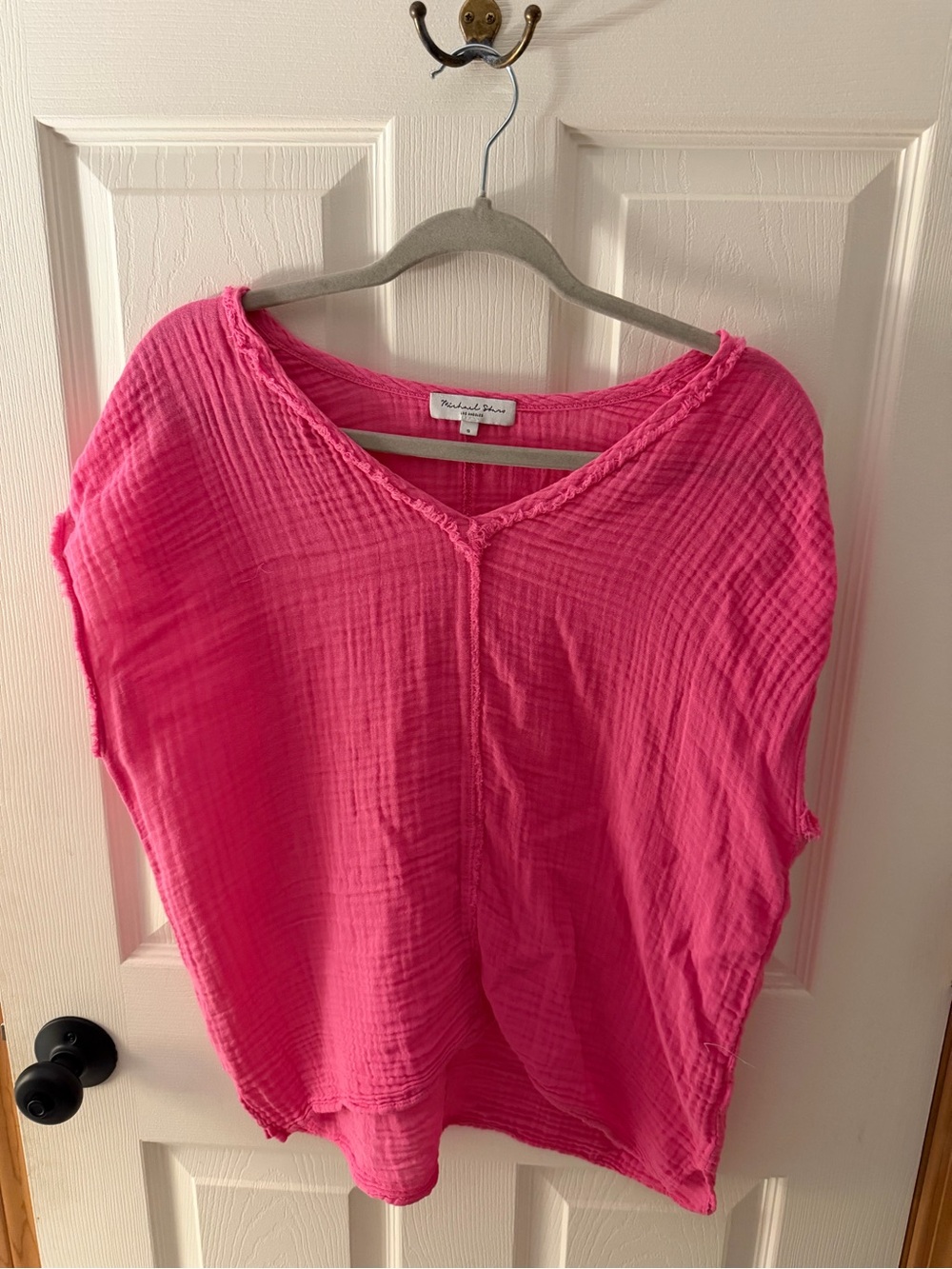 Michael Stars Hot Pink Cotton Gauze V-Neck Tunic